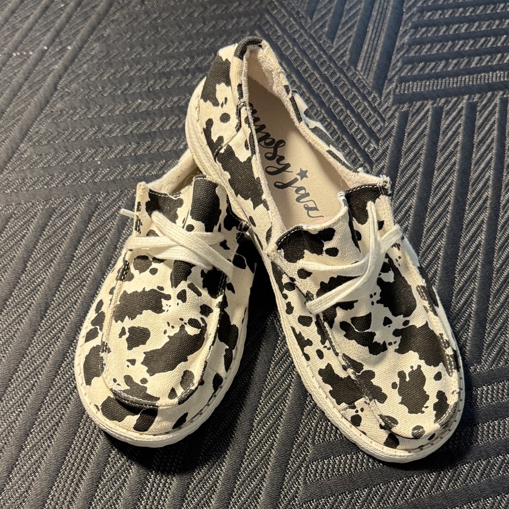 Women's Black and White Cow Print Shoes